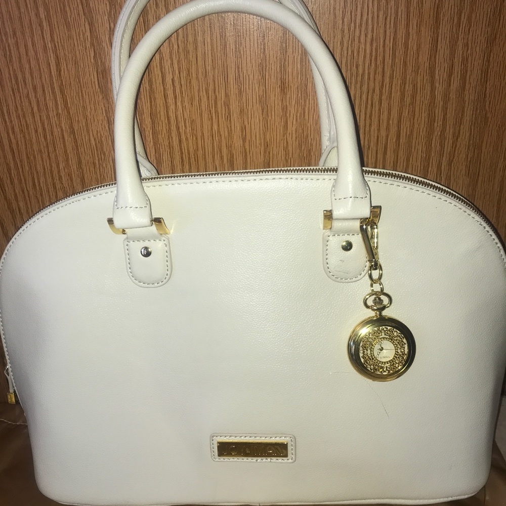 Joy & Iman leather off white purse